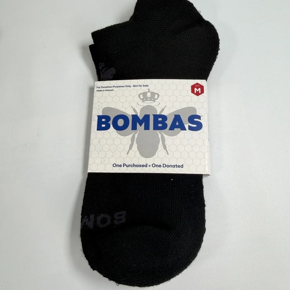Bombas Cushion No Show Ankle Socks Lot of 3 Pack Medium M Black Honeycomb Arch